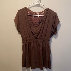 Maurices Brown babydoll top w short sleeves. Large